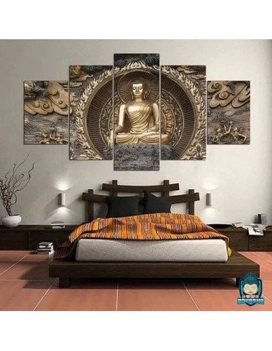 Tableau Toile de Bouddha 5 Pièces Noir et Or Toutes les collections ici