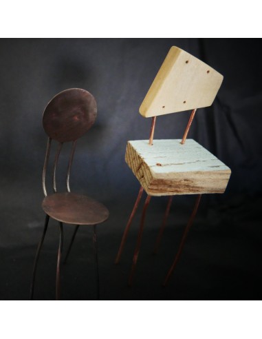 Helga Mogensen // Chaises miniatures en bois flotté et métal outlet