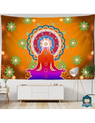 Tenture Murale Orange Mandala Chakra soldes