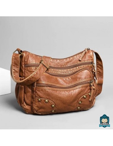 Sac Cuir Bandoulière pour Femme Marron Chamois Voir les baskets