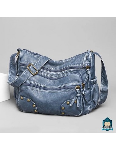 Sac Cuir Bandoulière pour Femme Bleu Jean Livraison rapide