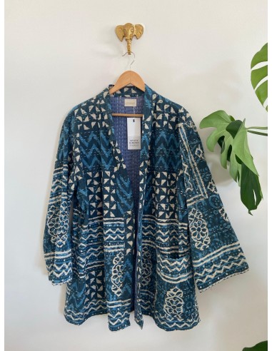 Kimono Block Printing Bleu Court chez Cornerstreet bien 