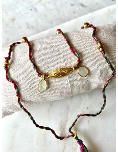 Collier Luna En Double Pierre (Aigue-Marine) Pour