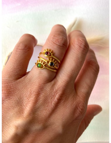 Bague Asha Protectrice 🧿(evil eye) en tourmaline multicolore Les magasins à Paris et en Île-de-France