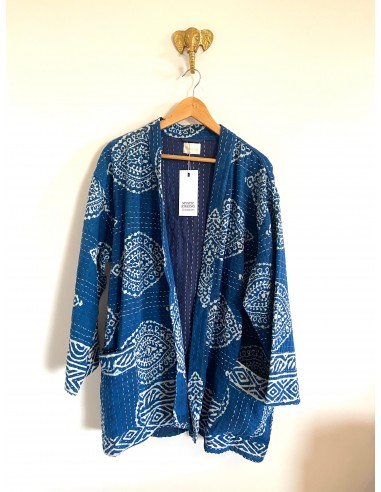 Kimono Block Printing Bleu Court Profitez des Offres !