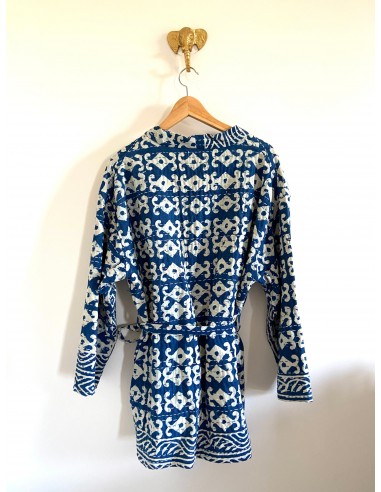 Kimono Block Printing Bleu Court Le MVP de beaucoup