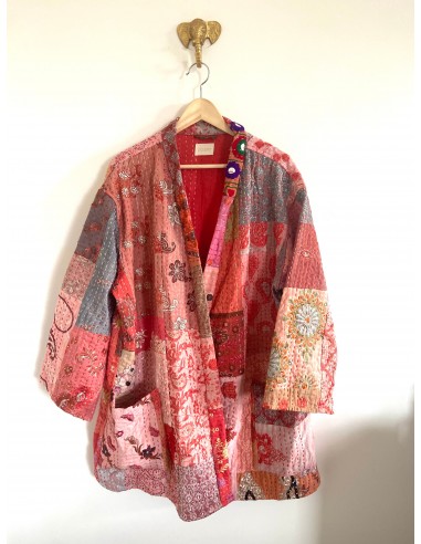 Kimono patchwork Brodé Unique Pêche 6 en ligne