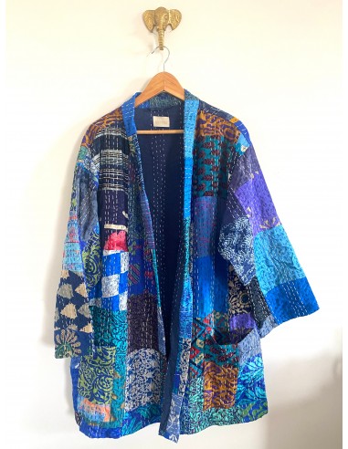 Kimono patchwork en Soie Court Bleu Riviera 3 50% de réduction en Octobre 2024