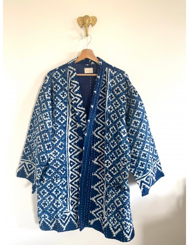 Kimono Block Printing Bleu Court En savoir plus