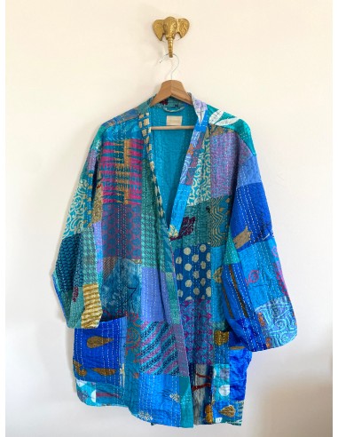 Kimono patchwork en Soie Turquoise 2 vente chaude votre 