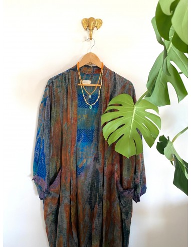 Kimono long vintage Tie & Dye en Soie N°38 Profitez des Offres !