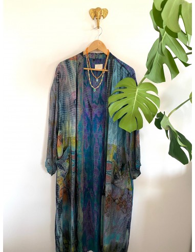 Kimono long vintage Tie & Dye en Soie N°39 Par le système avancé 