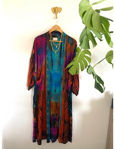 Kimono long vintage Tie & Dye en Soie N°45 livraison gratuite