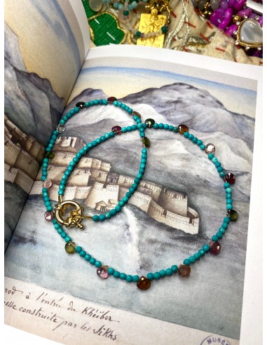 Collier en Turquoise et multi-tourmalines Faites des économies