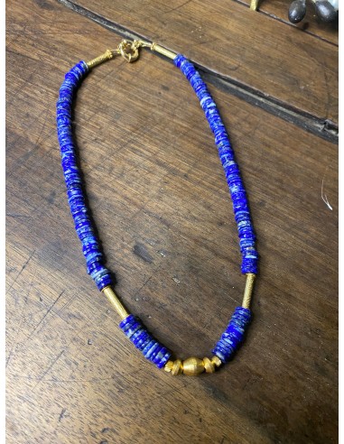 Collier doré en lapis-lazuli qualité AAA Venez acheter