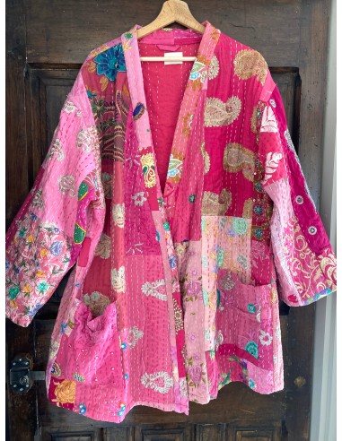 Kimono patchwork Brodé Unique Rose 3 Faites des économies