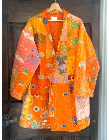 Kimono patchwork Brodé Unique Orange  1 solde