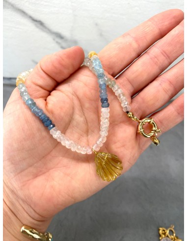 Collier en multi aigue-marine et quartz citron 🍋 hantent personnes