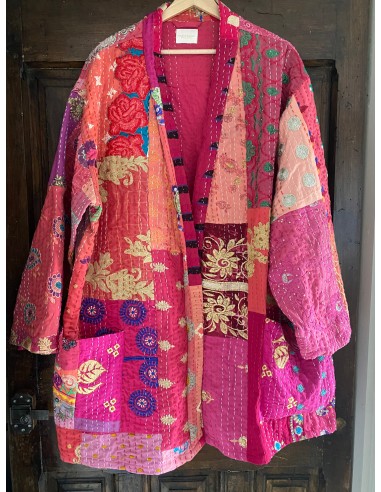 Kimono patchwork Brodé Unique Rose Foncé 100 Profitez des Offres !