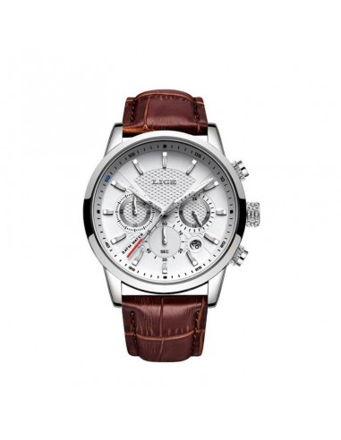 LIGE Chrono Markus - Montre Homme Sport Bracelet Cuir Marron 50-70% off 