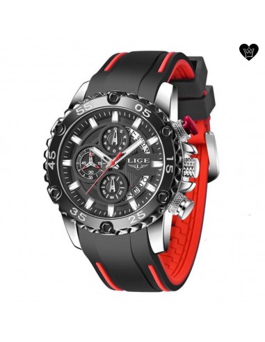 Montre Grand Cadran Noir en Acier avec Bracelet Silicone - Homme Venez acheter