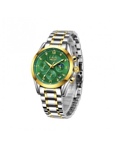 Montre Rebecca Phase de Lune Vert et Doré en Acier - Femme ouvre sa boutique