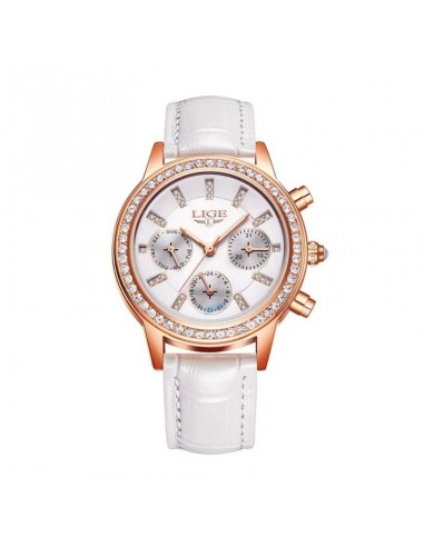 LIGE Diana Cristal - Montre Femme Brillant Cuir Blanc d'Europe débarque