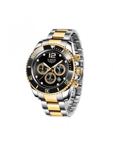 Montre Sport Chronographe Bracelet en Acier Couleur Or et Argent - Homme hantent personnes