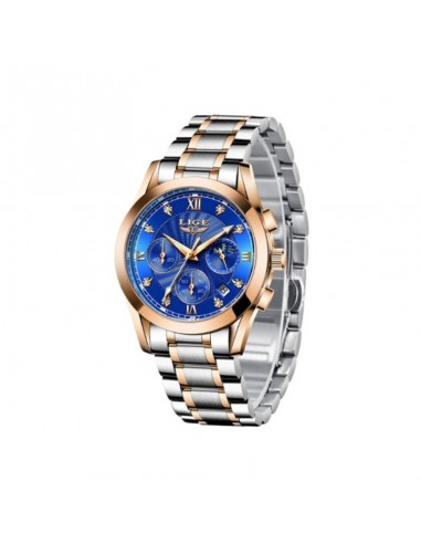 Montre Rebecca Phase de Lune Bleu et Or Rose en Acier - Femme la livraison gratuite