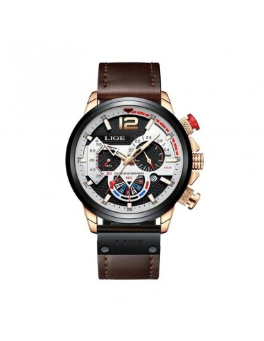 LIGE Pilot Chrono - Montre Homme Chronographe Sport Cuir Marron l'évolution des habitudes 