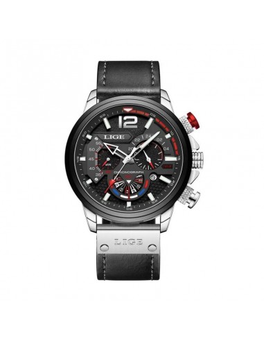 LIGE Pilot Chrono - Montre Homme Chronographe Sport Cuir Noir Les êtres humains sont 