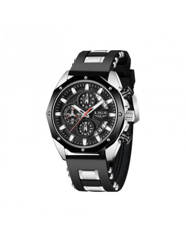 LIGE Ocean Master Black - Reloj cronógrafo deportivo para hombre Par le système avancé 