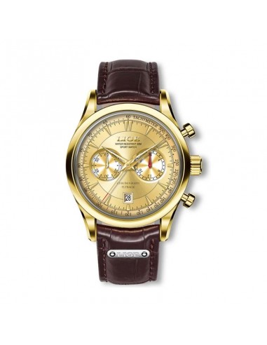 LIGE Chrono Flyback - Reloj Casual para Hombre con Correa de Piel Marrón rembourrage situé sous